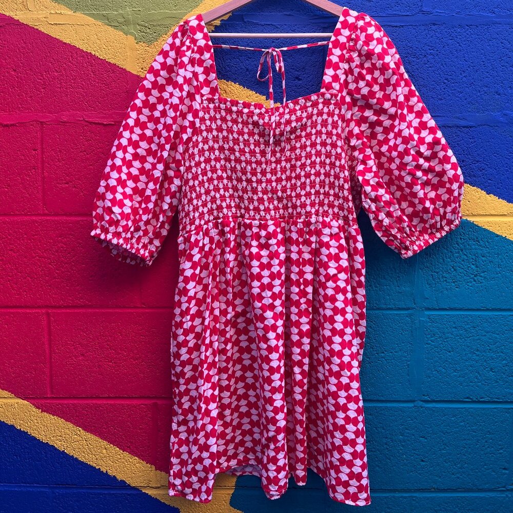 Ava & Viv Red and White smocked dress Size 2X